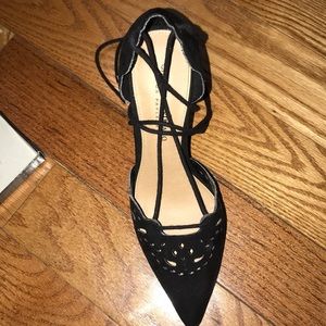 Black lace around heels